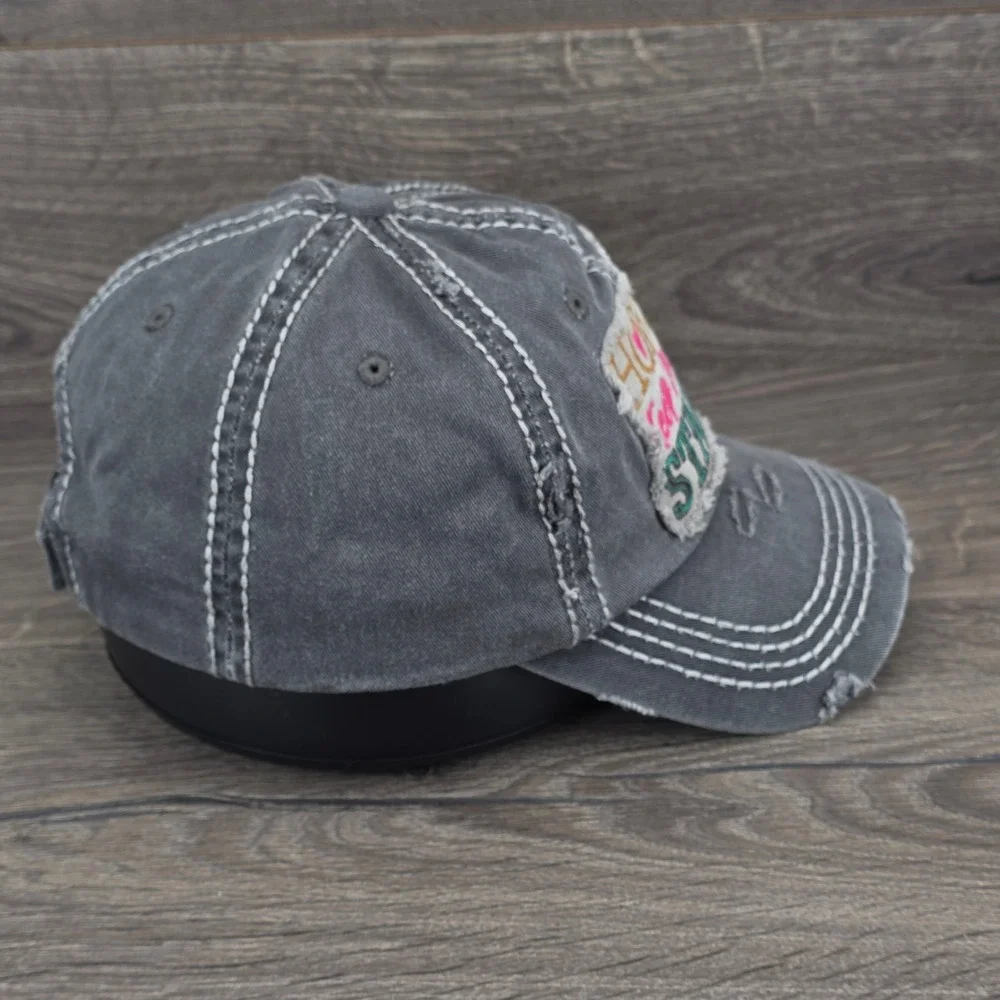 KBETHOS Hat Cap Women Strapback Grey Equestrian Horses Keep Me Stable Distressed